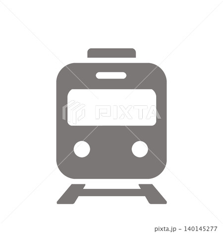 駅案内や乗換案内に使いやすいシンプルな電車正面アイコン（グレー） 140145277