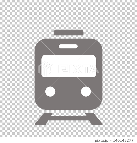 駅案内や乗換案内に使いやすいシンプルな電車正面アイコン（グレー） 140145277