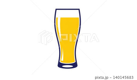 Beverage - Flat Design Icon of a Full Beer Glass with Golden Lager and White Foam Head on White Background Beverage - Flat Design Icon of a Full Beer Glass with Golden Lager and White Foam Head on White Background 140145683
