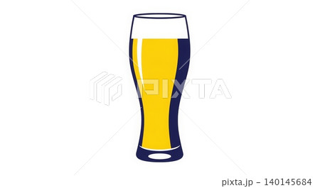 Beverage - Flat Design Illustration of a Full Pint Beer Glass with Golden Lager and White Foam Head Beverage - Flat Design Illustration of a Full Pint Beer Glass with Golden Lager and White Foam Head 140145684