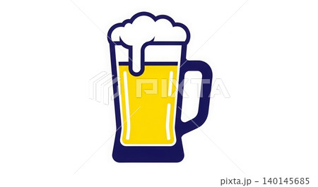 Beverage - Frothy Cold Beer Mug Full of Golden Lager with Overflowing Foam Flat Icon Illustration Beverage - Frothy Cold Beer Mug Full of Golden Lager with Overflowing Foam Flat Icon Illustration 140145685
