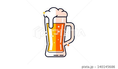 Beverage - Frothy Cold Beer Mug with Overflowing Foam and Golden Amber Ale in Flat Style Vector Icon Illustration Beverage - Frothy Cold Beer Mug with Overflowing Foam and Golden Amber Ale in Flat Style Vector Icon Illustration 140145686