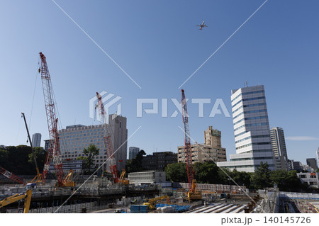 品川再開発プロジェクトと飛行機 品川再開発プロジェクトと飛行機 140145726