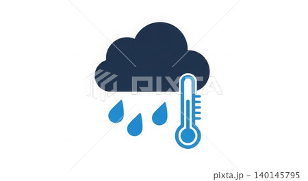 Weather - Dark Rain Cloud with Blue Raindrops and Thermometer Icon Showing Cold Rainy Day Forecast Weather - Dark Rain Cloud with Blue Raindrops and Thermometer Icon Showing Cold Rainy Day Forecast 140145795