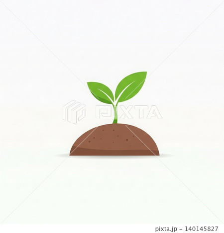Nature - Green Seedling Sprouting From Brown Soil Mound Flat Design Illustration On White Background Nature - Green Seedling Sprouting From Brown Soil Mound Flat Design Illustration On White Background 140145827