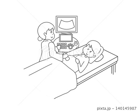 Pregnant Woman Having Ultrasound Examination at Ho 140145987