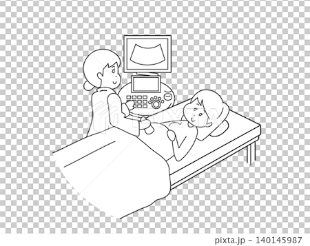 Pregnant Woman Having Ultrasound Examination at Ho 140145987