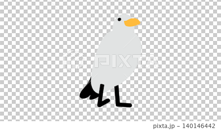 A simple illustration of a white seagull standing on the ground (5 images) 140146442