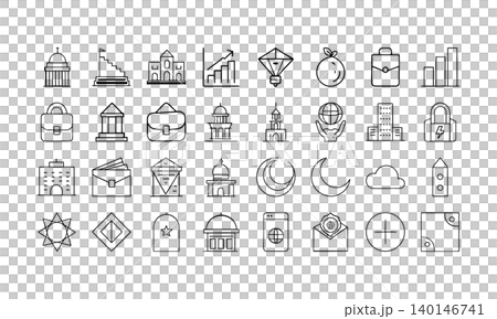 Islamic Banking and Gulf Finance Minimalist Line Icon Set Islamic Banking and Gulf Finance Minimalist Line Icon Set 140146741