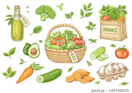 Organic food and eco grocery collection Organic food and eco grocery collection 140148070