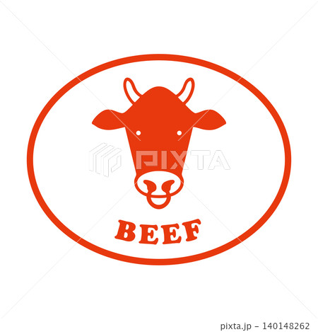 BEEF 丸い牛肉アイコン 赤 BEEF 丸い牛肉アイコン 赤 140148262