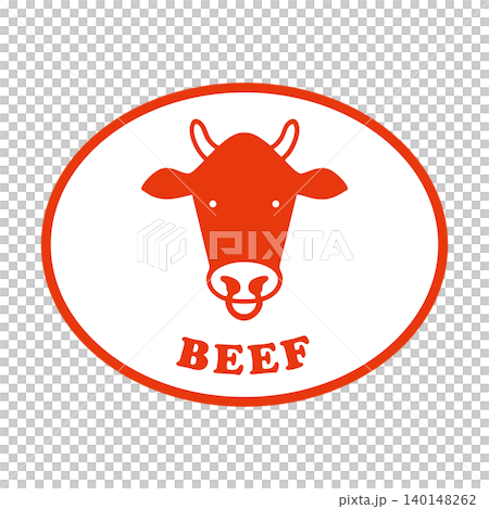 BEEF 丸い牛肉アイコン 赤 BEEF 丸い牛肉アイコン 赤 140148262