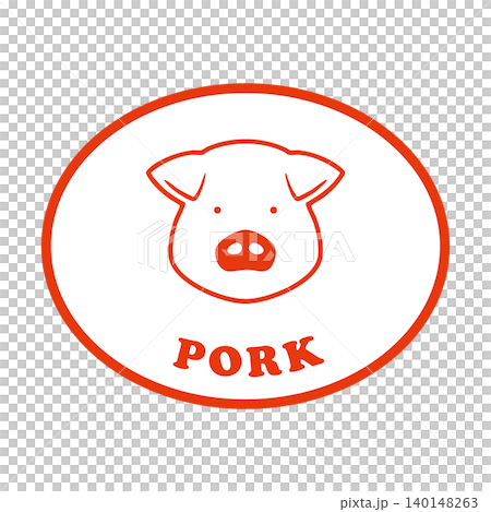 豬肉(圓形豬肉圖標,紅色) 豬肉(圓形豬肉圖標,紅色) 140148263