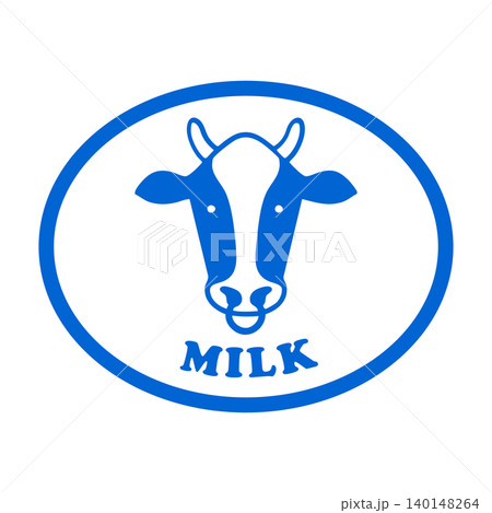MILK 牛の青い丸い文字入りアイコン MILK 牛の青い丸い文字入りアイコン 140148264