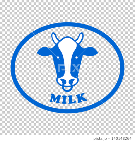 MILK 牛の青い丸い文字入りアイコン MILK 牛の青い丸い文字入りアイコン 140148264