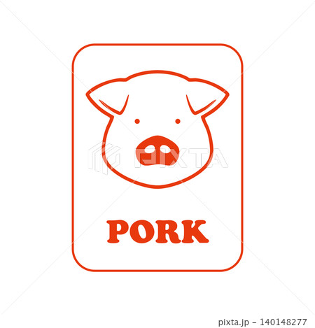 PORK 四角い豚肉アイコン 赤 PORK 四角い豚肉アイコン 赤 140148277