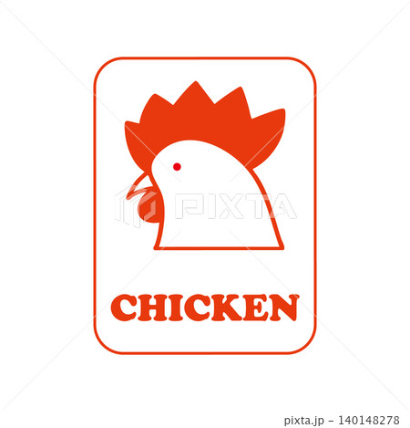 CHICKEN　四角い鶏肉アイコン　赤 140148278