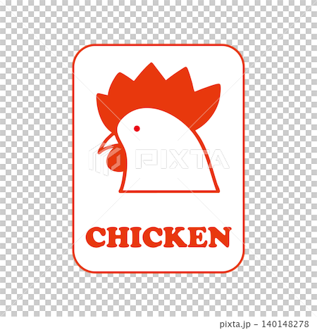 CHICKEN　四角い鶏肉アイコン　赤 140148278