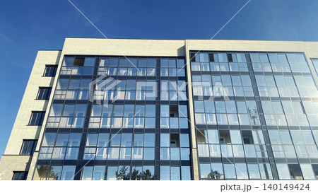 Architecture and real estate, modern residential apartment building with panoramic windows Architecture and real estate, modern residential apartment building with panoramic windows 140149424