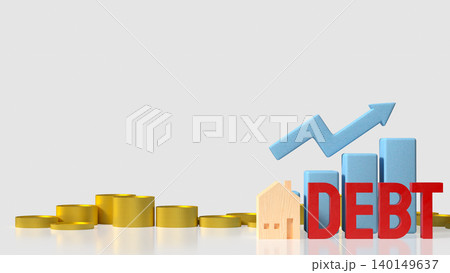 Rising Home Debt With Financial Growth Chart 3d render. Rising Home Debt With Financial Growth Chart 3d render. 140149637
