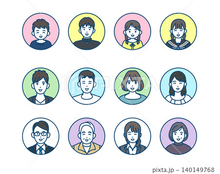 様々な年齢層の人々のイラストセット 140149768