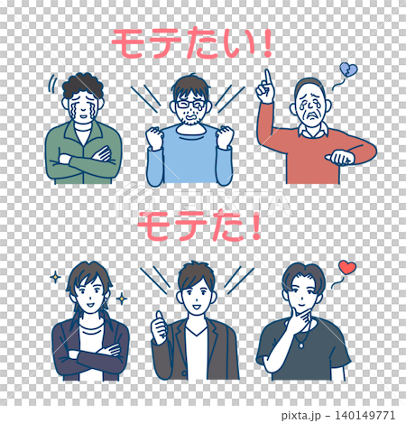 非モテ男からモテる男にイメチェンするイラスト 140149771