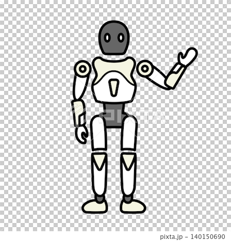 イラスト素材: 片手を斜め上に差し出して案内する二足歩行ロボットのイラスト イラスト素材: 片手を斜め上に差し出して案内する二足歩行ロボットのイラスト 140150690