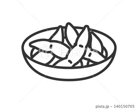 皿に入った、枝豆のアイコン(線画)のイラスト 皿に入った、枝豆のアイコン(線画)のイラスト 140150705