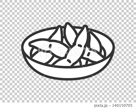 皿に入った、枝豆のアイコン(線画)のイラスト 皿に入った、枝豆のアイコン(線画)のイラスト 140150705
