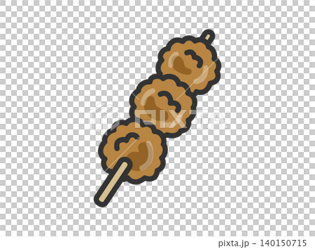 An illustration of a grilled chicken skewer (line art, color) An illustration of a grilled chicken skewer (line art, color) 140150715