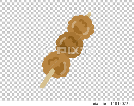 An illustration of a grilled chicken meatball skewer. 140150722