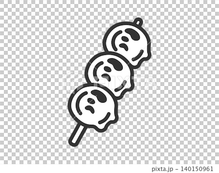 みたらし団子のアイコン(線画)のイラスト みたらし団子のアイコン(線画)のイラスト 140150961