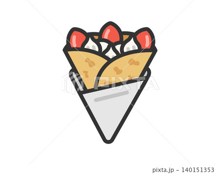 いちごクレープのアイコン(線画カラー)のイラスト いちごクレープのアイコン(線画カラー)のイラスト 140151353