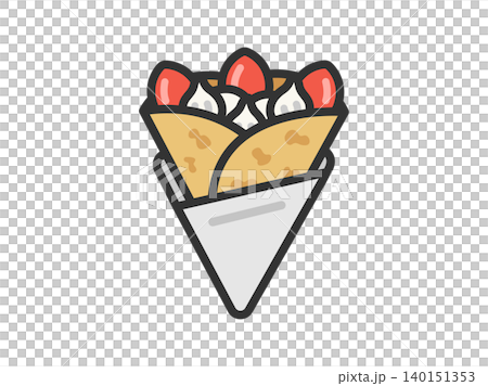 いちごクレープのアイコン(線画カラー)のイラスト いちごクレープのアイコン(線画カラー)のイラスト 140151353