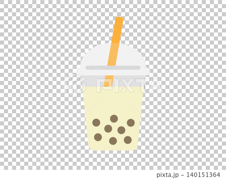 バニラのタピオカミルクティーのアイコンのイラスト 140151364