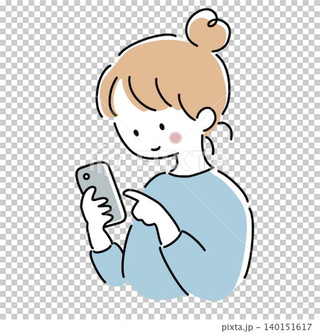 Vector illustration of a woman looking at her smartphone Vector illustration of a woman looking at her smartphone 140151617
