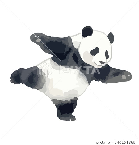 水彩風のカンフーをするパンダのイラスト 140151869