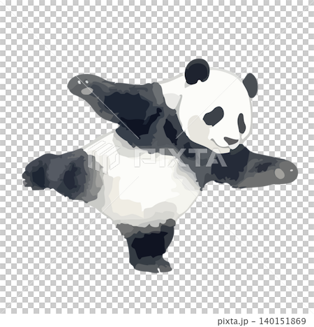 水彩風のカンフーをするパンダのイラスト 140151869