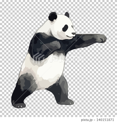 水彩風のカンフーをするパンダのイラスト 140151871