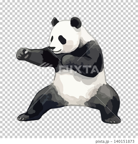 水彩風のカンフーをするパンダのイラスト 140151873