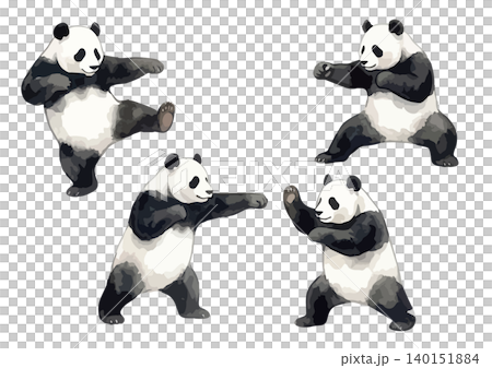 A watercolor-style illustration of a panda doing kung fu. A watercolor-style illustration of a panda doing kung fu. 140151884