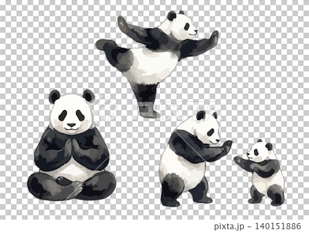 A watercolor-style illustration of a panda doing kung fu. A watercolor-style illustration of a panda doing kung fu. 140151886