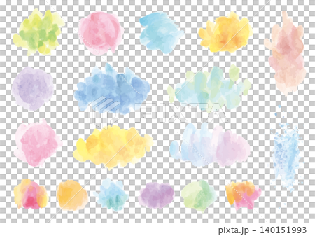 18-piece set of colorful watercolor design parts 18-piece set of colorful watercolor design parts 140151993
