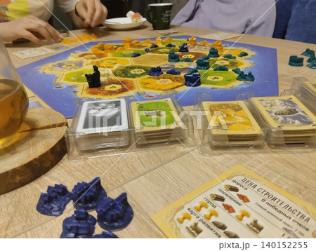 Mozyr, Belarus, April 10 2025: board game Catan. Gameplay Mozyr, Belarus, April 10 2025: board game Catan. Gameplay 140152255