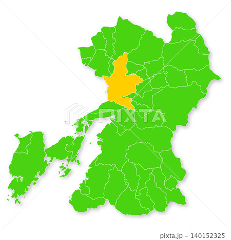 熊本県と熊本市の地図 熊本県と熊本市の地図 140152325