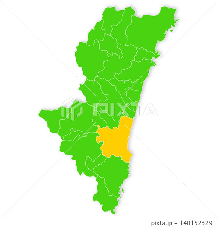 宮崎県と宮崎市の地図 宮崎県と宮崎市の地図 140152329