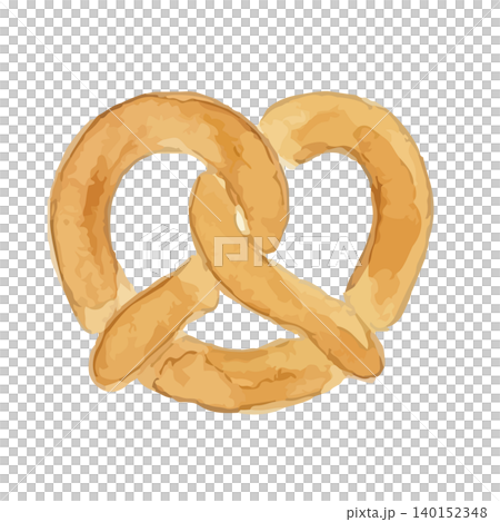 Watercolor-style illustration of a pretzel Watercolor-style illustration of a pretzel 140152348