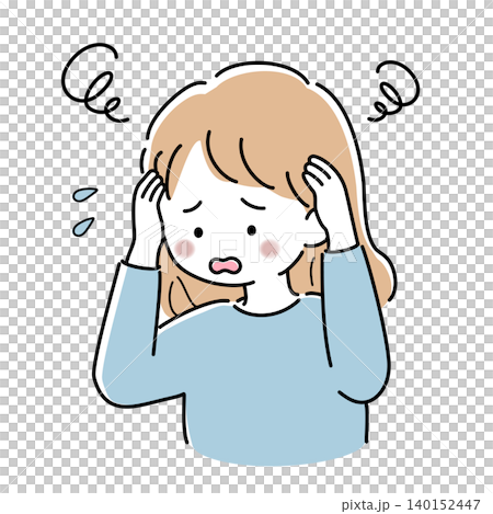 混乱して頭を抱える女性のベクターイラスト 混乱して頭を抱える女性のベクターイラスト 140152447