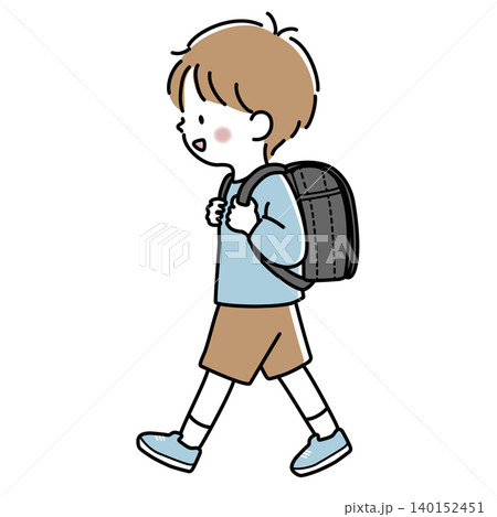 黒いランドセルを背負った小学生の男の子のベクターイラスト 黒いランドセルを背負った小学生の男の子のベクターイラスト 140152451