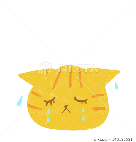 しくしく泣いてる茶トラ猫　 かわいい猫のイラスト素材 140153551